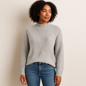 All In Favor Women’s Size L Gray Waffle Knit Mock Neck Sweater Pullover NWT